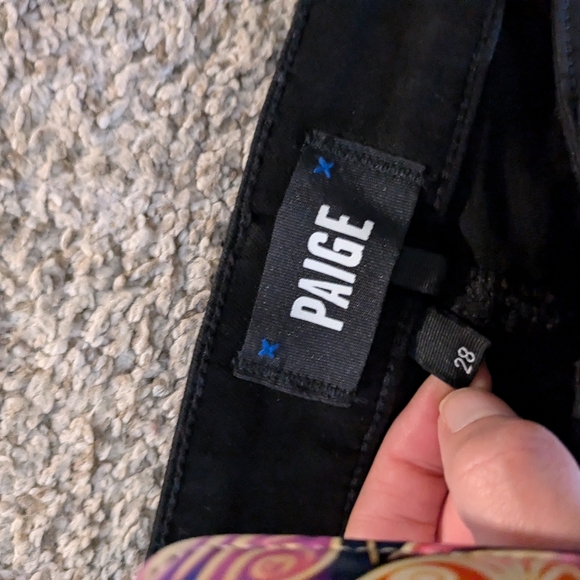 PAIGE Hoxton Ultra Skinny Black Croc Luxe Coating Black Denim Jeans Womens 28 - Picture 11 of 12